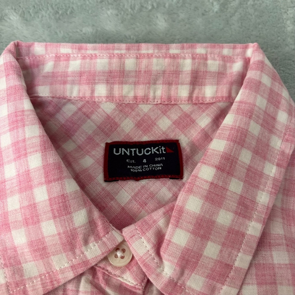 NWT UNTUCKit Pink Gingham Button-Up Shirt - Size 4 - Picture 3 of 4